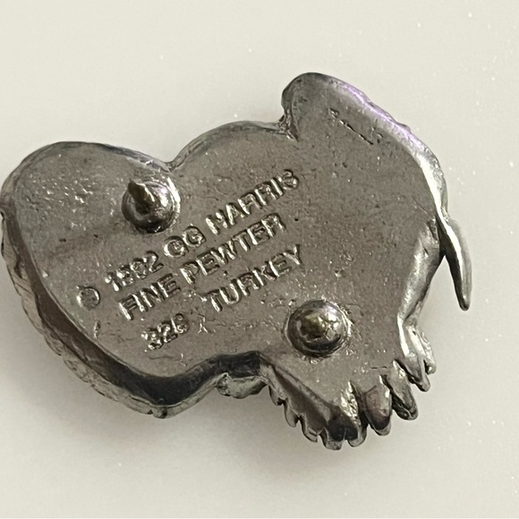 GG Harris 1992 Fine Pewter Turkey Brooch 328 Pin - Picture 3 of 10